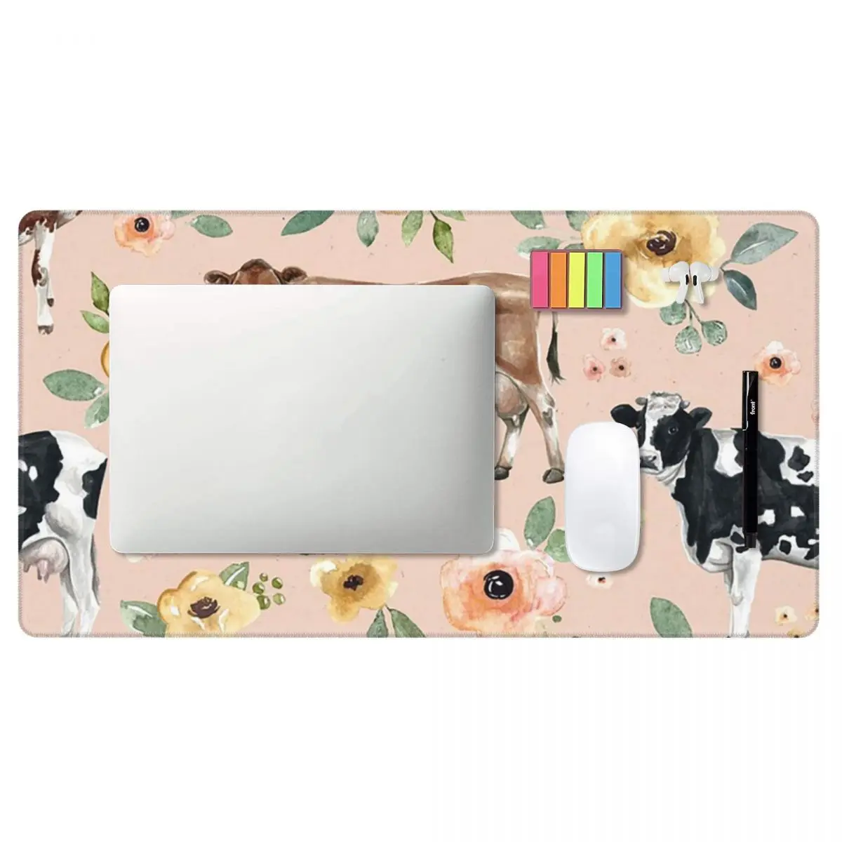 Large Mouse Pad Cow Floral On  - Yellow Laptop Accessories のレビューと価格
