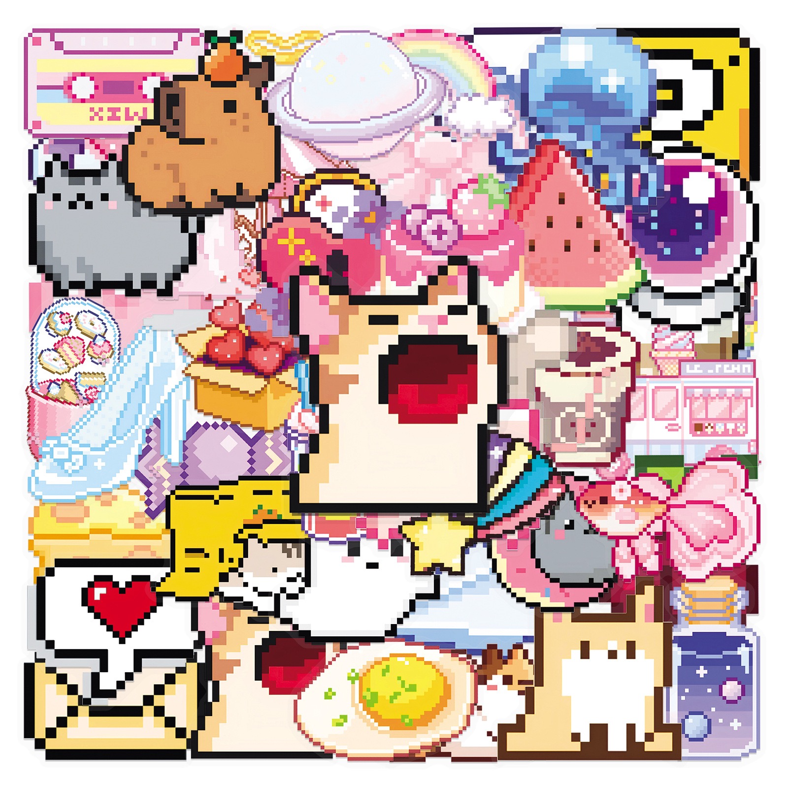 10/50pcs Cute Pink Pixel Girls - Laptop Accessories Girly のレビューと価格