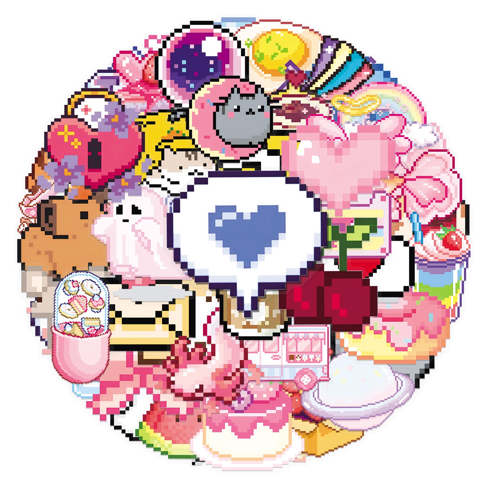 10/50pcs Cute Pink Pixel Girls - Laptop Accessories Girly のレビューと価格