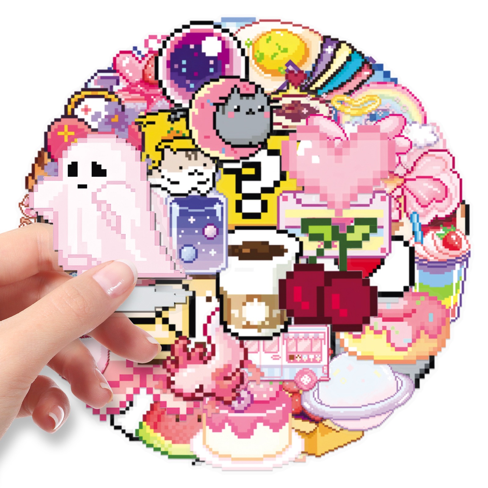 10/50pcs Cute Pink Pixel Girls - Laptop Accessories Girly のレビューと価格