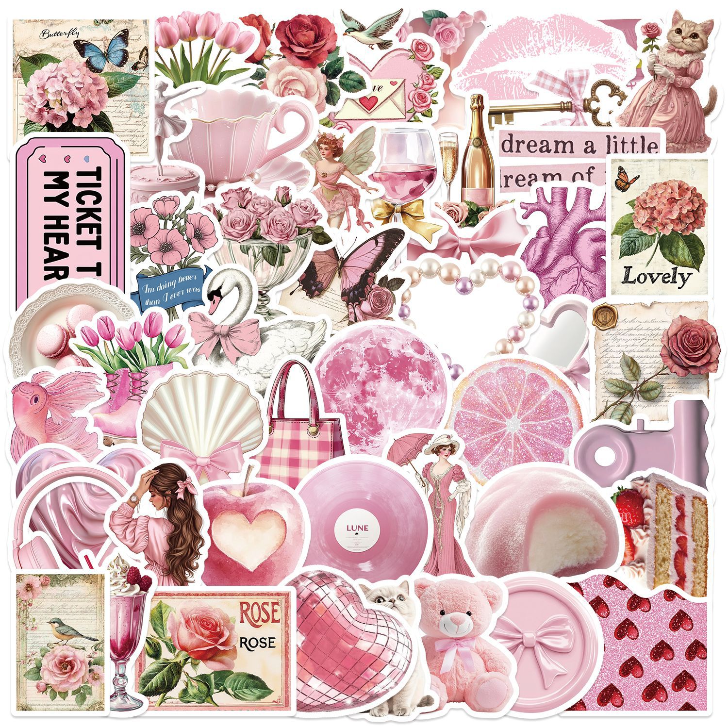 50/100pcs Cute Pink Girl Carto - Laptop Accessories Girly のレビューと価格