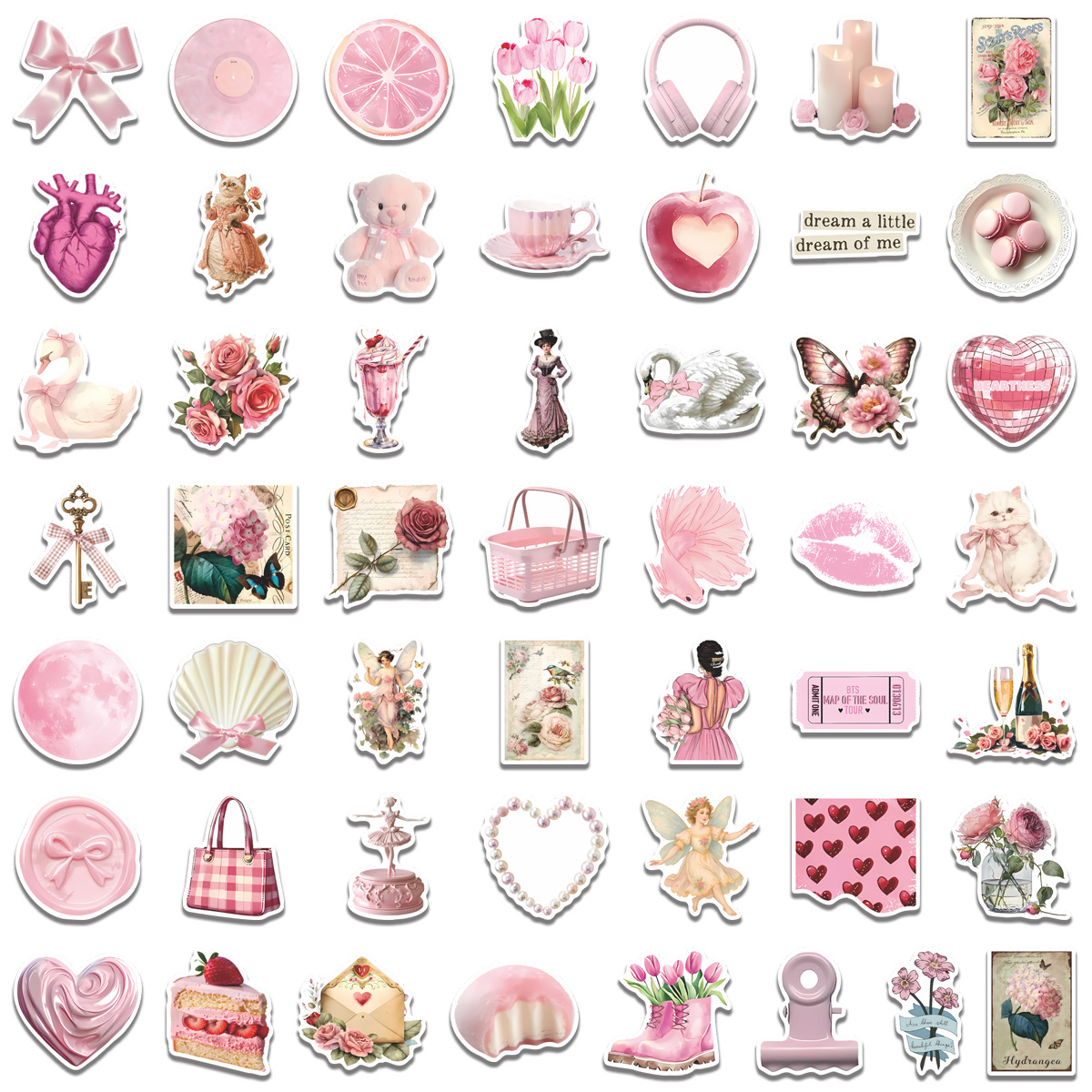 50/100pcs Cute Pink Girl Carto - Laptop Accessories Girly のレビューと価格