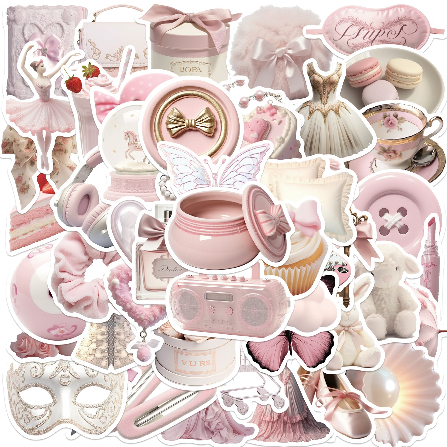 50/100pcs Cute Pink Girl Carto - Laptop Accessories Girly のレビューと価格