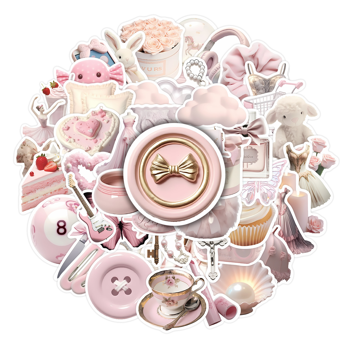 50/100pcs Cute Pink Girl Carto - Laptop Accessories Girly のレビューと価格