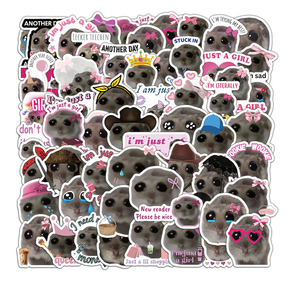 56pcs Cute Sad Hamster Meme St - Laptop Accessories Girly のレビューと価格