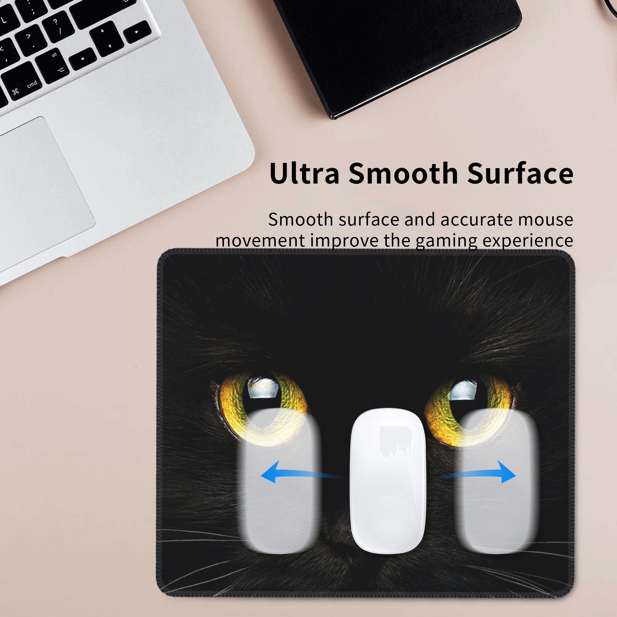 Black Cat Face And Yellow Eyes - Yellow Laptop Accessories のレビューと価格