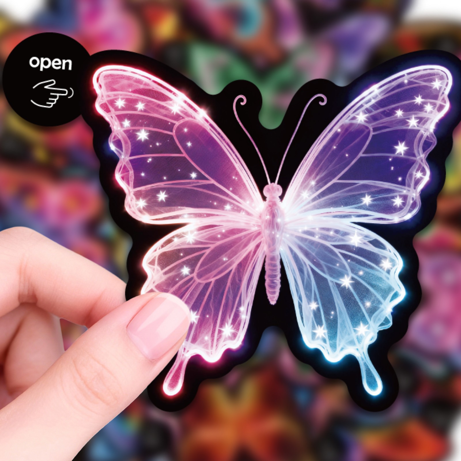 50Pcs Easy Peel Neon Butterfly - Laptop Accessories Girly のレビューと価格
