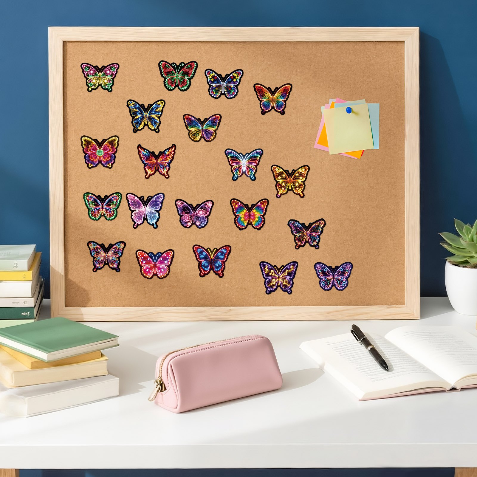 50Pcs Easy Peel Neon Butterfly - Laptop Accessories Girly のレビューと価格