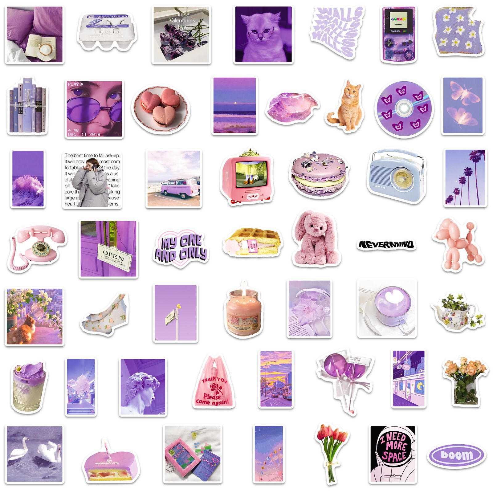 50Pcs Ins Style Fresh Purple A - Laptop Accessories Girly のレビューと価格
