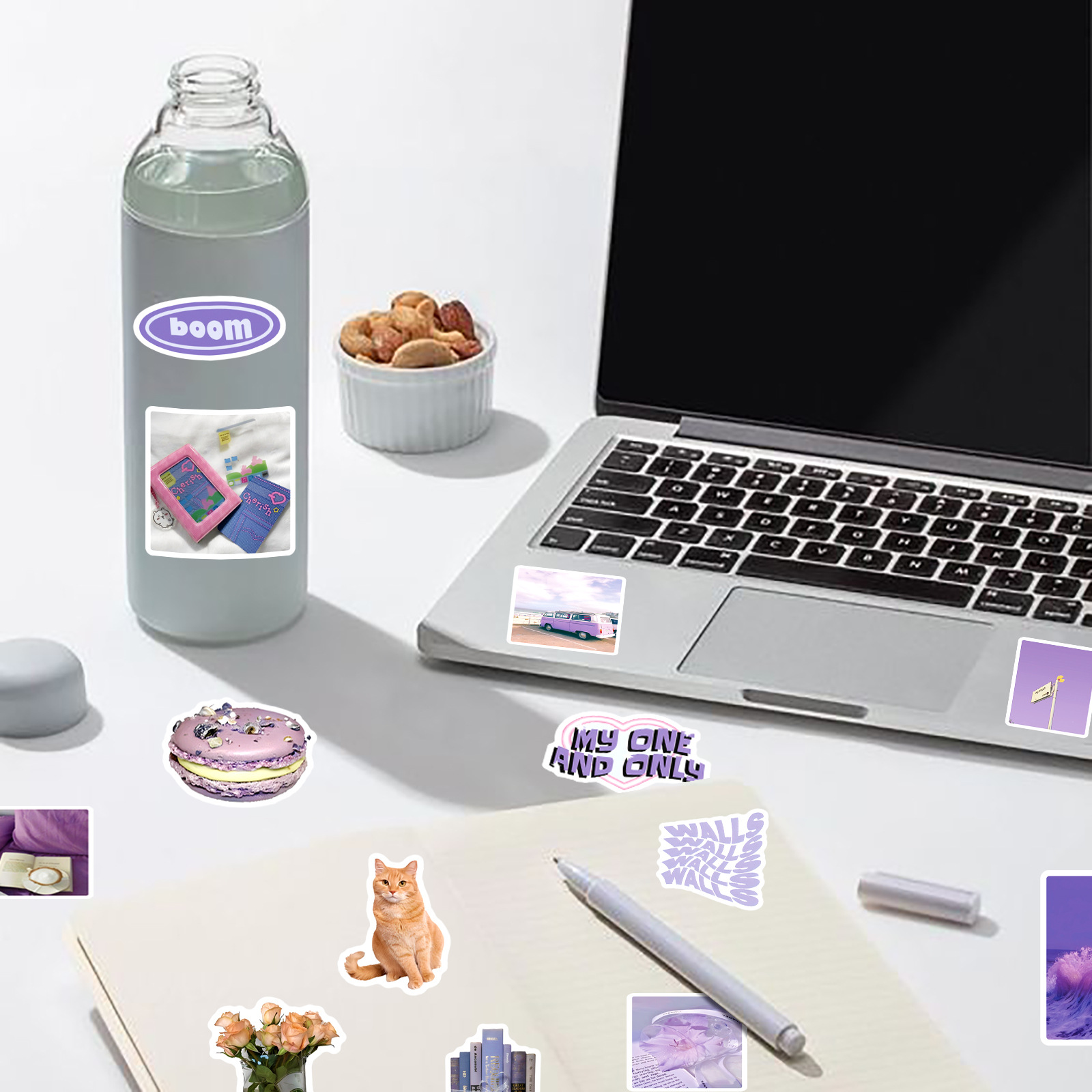 50Pcs Ins Style Fresh Purple A - Laptop Accessories Girly のレビューと価格